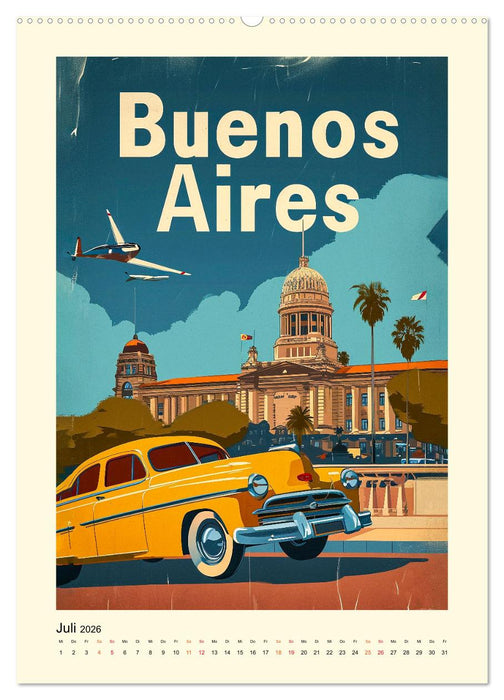 Metropolen Retro-Kalender (CALVENDO Premium Wandkalender 2026)