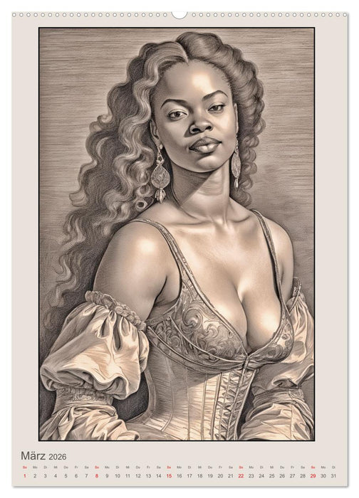 Porträts von Frauen in historischen Kostümen (CALVENDO Wandkalender 2026)