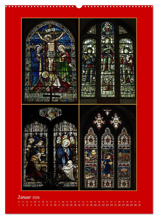 Glasmalerei englischer Kirchen (CALVENDO Wandkalender 2026)