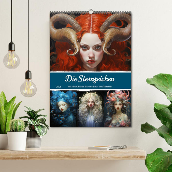 Sternzeichen. Mit himmlischen Frauen durch den Tierkreis (CALVENDO Wandkalender 2026)