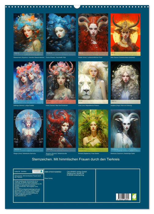 Sternzeichen. Mit himmlischen Frauen durch den Tierkreis (CALVENDO Wandkalender 2026)