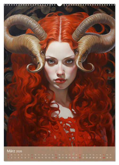 Sternzeichen. Mit himmlischen Frauen durch den Tierkreis (CALVENDO Wandkalender 2026)