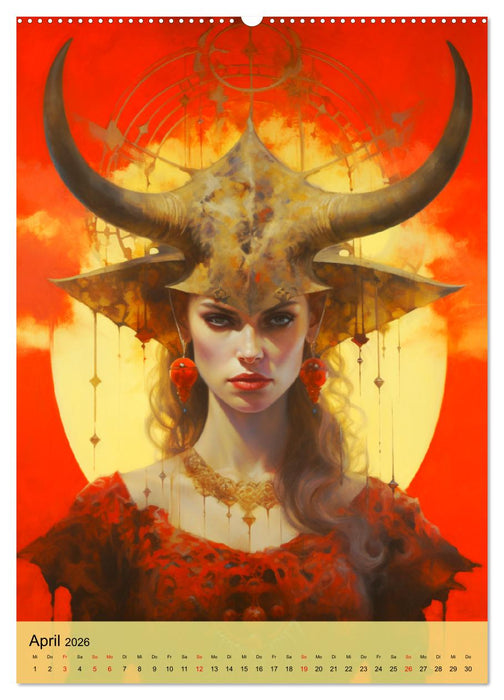 Sternzeichen. Mit himmlischen Frauen durch den Tierkreis (CALVENDO Wandkalender 2026)