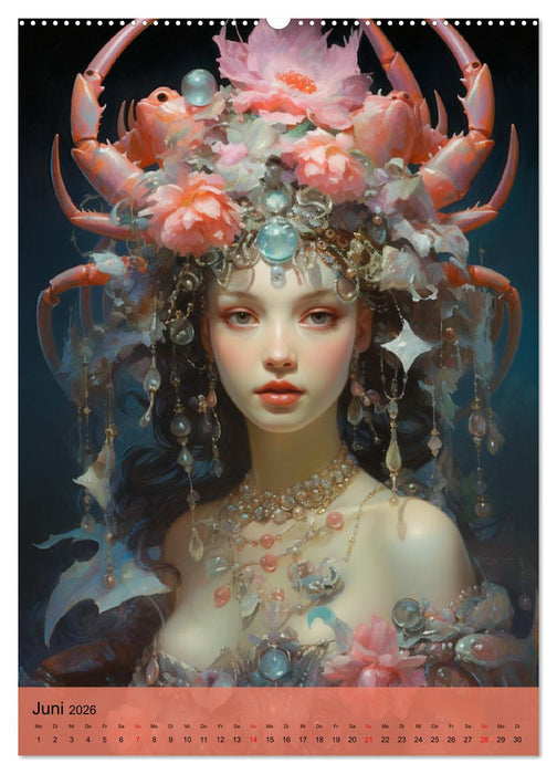 Sternzeichen. Mit himmlischen Frauen durch den Tierkreis (CALVENDO Wandkalender 2026)