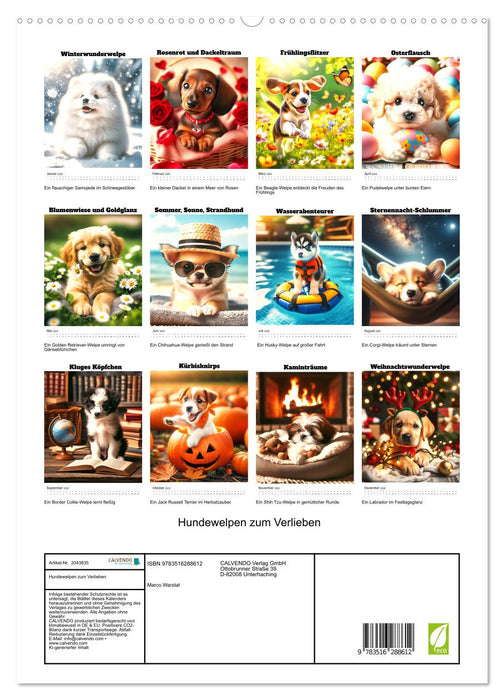 Hundewelpen zum Verlieben (CALVENDO Premium Wandkalender 2026)