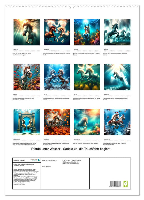Pferde unter Wasser - Saddle up, die Tauchfahrt beginnt (CALVENDO Wandkalender 2026)