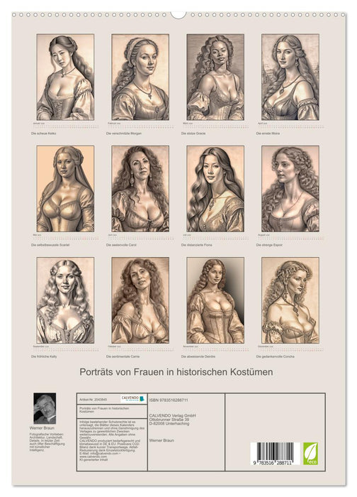 Porträts von Frauen in historischen Kostümen (CALVENDO Premium Wandkalender 2026)