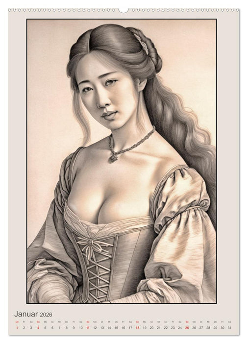 Porträts von Frauen in historischen Kostümen (CALVENDO Premium Wandkalender 2026)