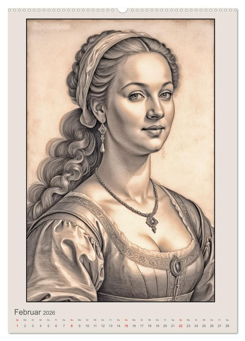 Porträts von Frauen in historischen Kostümen (CALVENDO Premium Wandkalender 2026)