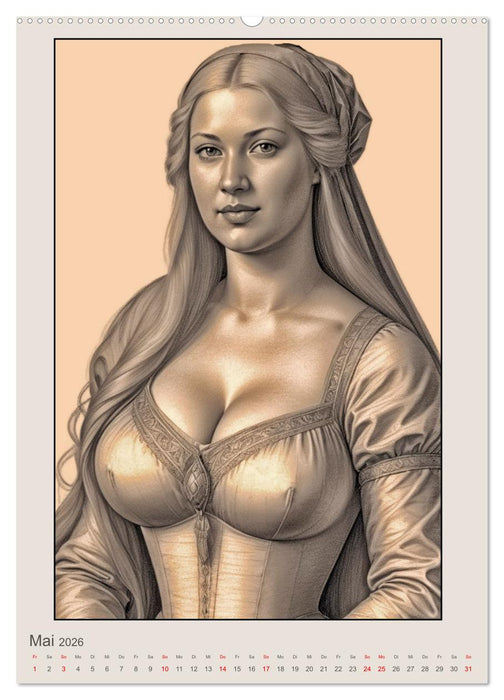 Porträts von Frauen in historischen Kostümen (CALVENDO Premium Wandkalender 2026)