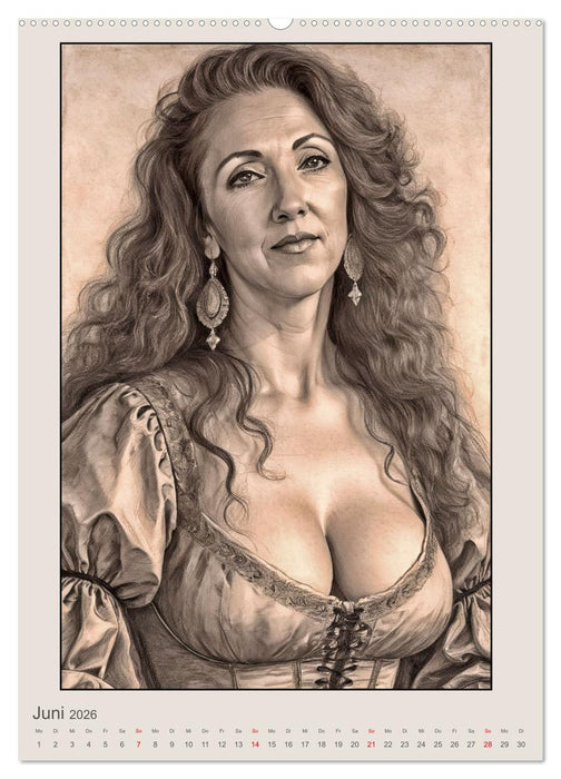 Porträts von Frauen in historischen Kostümen (CALVENDO Premium Wandkalender 2026)