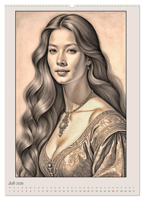 Porträts von Frauen in historischen Kostümen (CALVENDO Premium Wandkalender 2026)