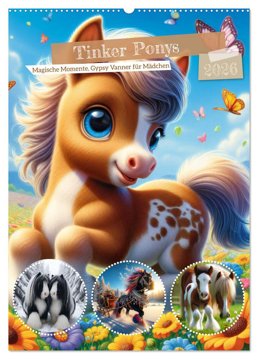 Tinker Ponys - Magische Momente, Gypsy Vanner für Mädchen (CALVENDO Wandkalender 2026)