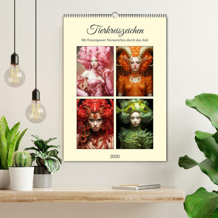 Tierkreiszeichen. Mit Frauenpower Sternzeichen durch das Jahr (CALVENDO Wandkalender 2026)