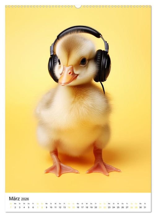 Tierkinder und ihre Hobbys (CALVENDO Premium Wandkalender 2026)