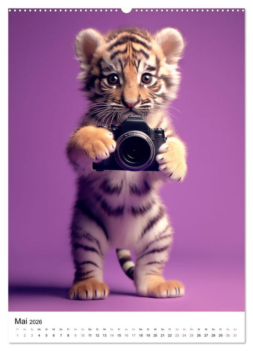 Tierkinder und ihre Hobbys (CALVENDO Premium Wandkalender 2026)