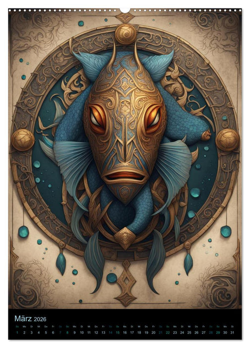 Sternzeichen Nordische Mythology (CALVENDO Premium Wandkalender 2026)