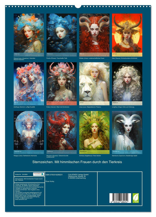 Sternzeichen. Mit himmlischen Frauen durch den Tierkreis (CALVENDO Premium Wandkalender 2026)