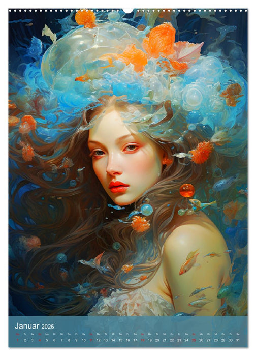 Sternzeichen. Mit himmlischen Frauen durch den Tierkreis (CALVENDO Premium Wandkalender 2026)