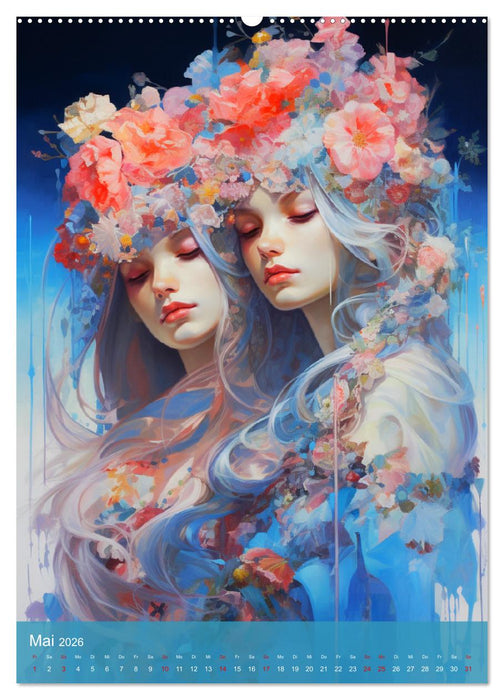 Sternzeichen. Mit himmlischen Frauen durch den Tierkreis (CALVENDO Premium Wandkalender 2026)