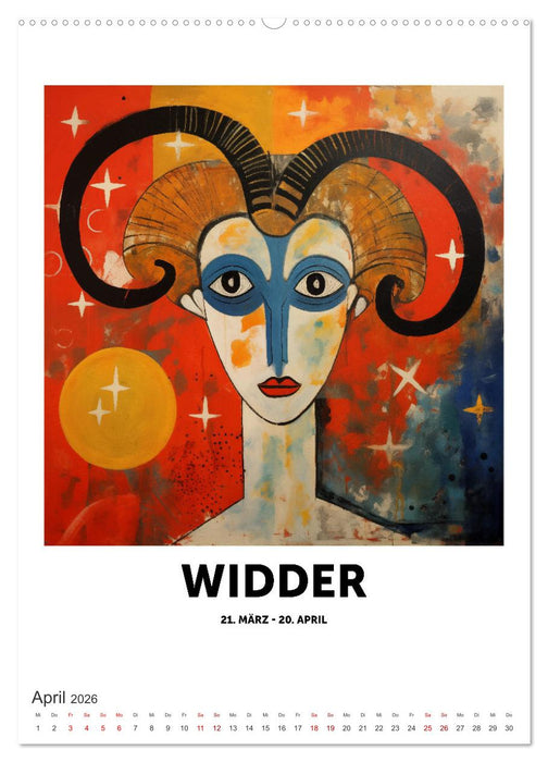 Kunstvolle Sternenwege: KI-Kompositionen der 12 Tierkreiszeichen (CALVENDO Premium Wandkalender 2026)