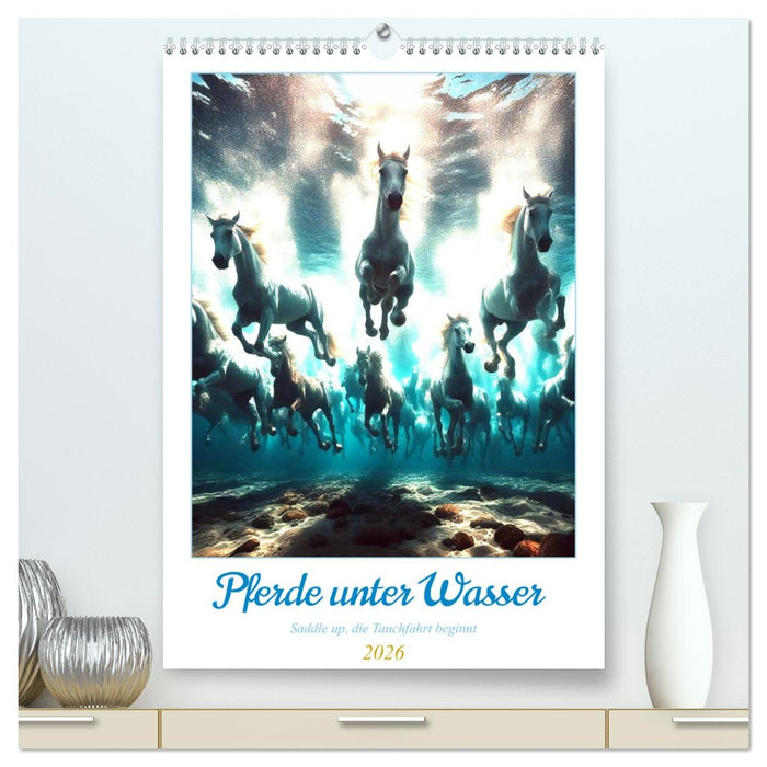 Pferde unter Wasser - Saddle up, die Tauchfahrt beginnt (CALVENDO Premium Wandkalender 2026)