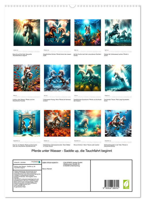 Pferde unter Wasser - Saddle up, die Tauchfahrt beginnt (CALVENDO Premium Wandkalender 2026)