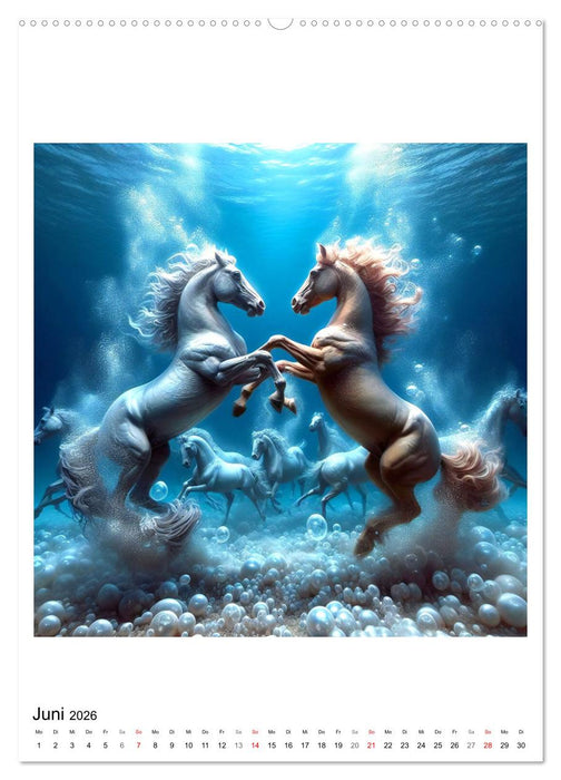 Pferde unter Wasser - Saddle up, die Tauchfahrt beginnt (CALVENDO Premium Wandkalender 2026)