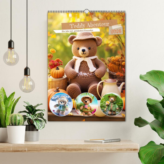 Teddy Abenteur - Ein Jahr mit gehäkelten Freunden (CALVENDO Wandkalender 2026)