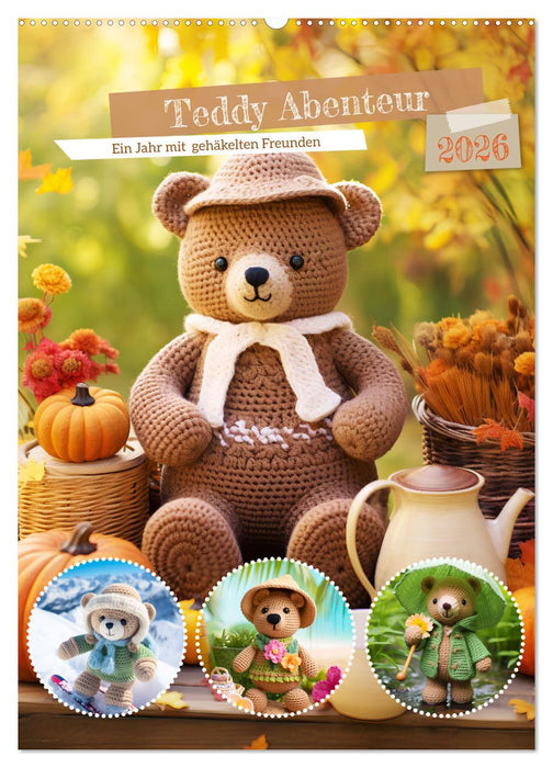 Teddy Abenteur - Ein Jahr mit gehäkelten Freunden (CALVENDO Wandkalender 2026)