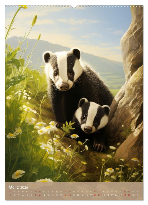 Bezaubernde Dachse (CALVENDO Premium Wandkalender 2026)