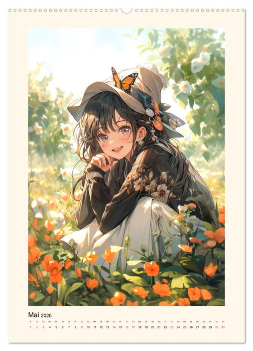 Manga Girls - ein glückliches Jahr (CALVENDO Wandkalender 2026)