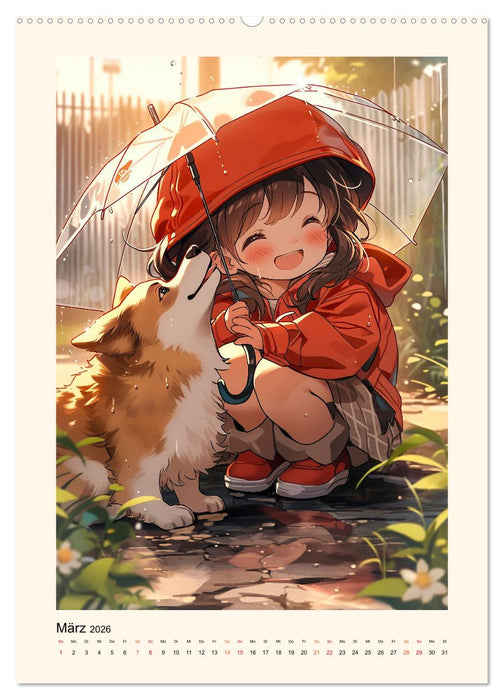 Manga Kinder - ein glückliches Jahr (CALVENDO Premium Wandkalender 2026)