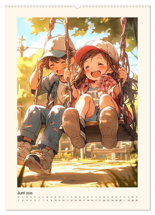 Manga Kinder - ein glückliches Jahr (CALVENDO Premium Wandkalender 2026)