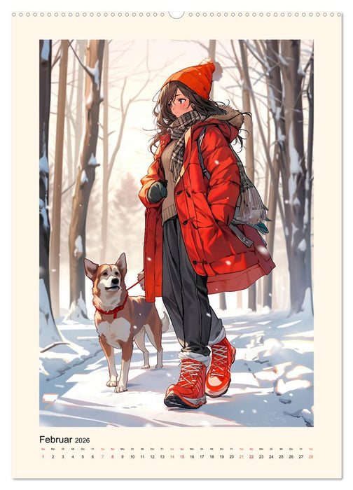 Manga Girls - ein glückliches Jahr (CALVENDO Premium Wandkalender 2026)