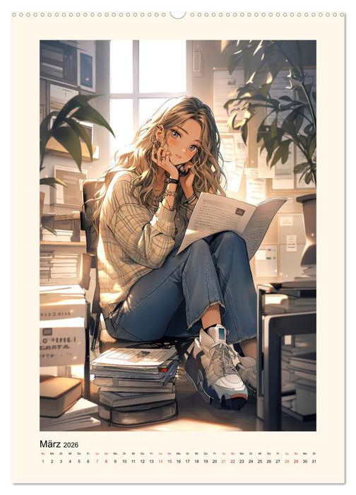 Manga Girls - ein glückliches Jahr (CALVENDO Premium Wandkalender 2026)