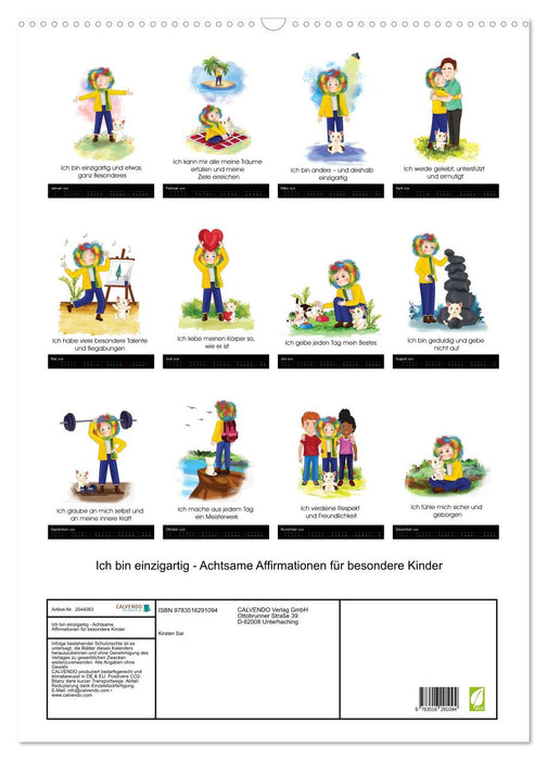 Ich bin einzigartig - Achtsame Affirmationen für besondere Kinder (CALVENDO Wandkalender 2026)