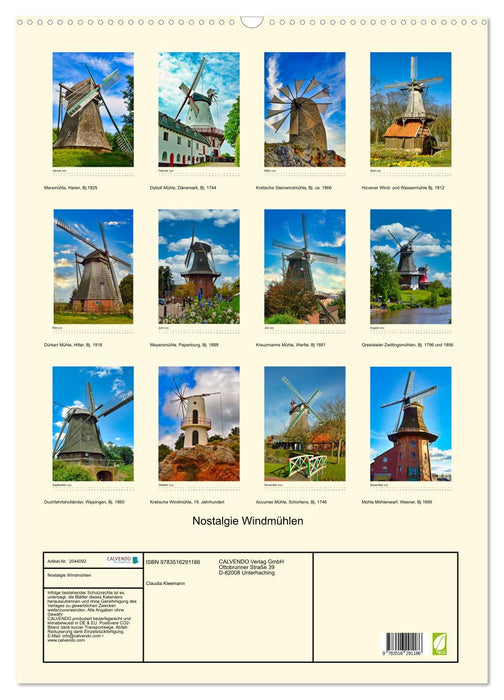 Nostalgie Windmühlen (CALVENDO Wandkalender 2026)