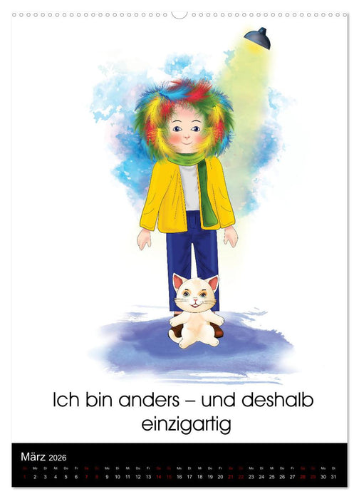 Ich bin einzigartig - Achtsame Affirmationen für besondere Kinder (CALVENDO Premium Wandkalender 2026)