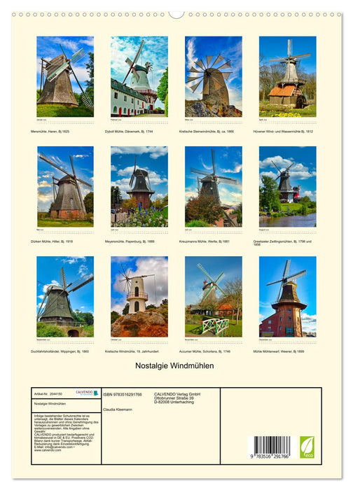 Nostalgie Windmühlen (CALVENDO Premium Wandkalender 2026)