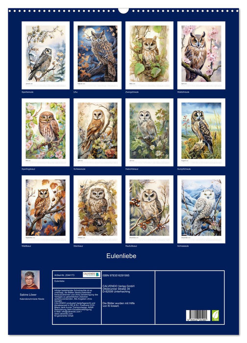 Eulenliebe (CALVENDO Wandkalender 2026)