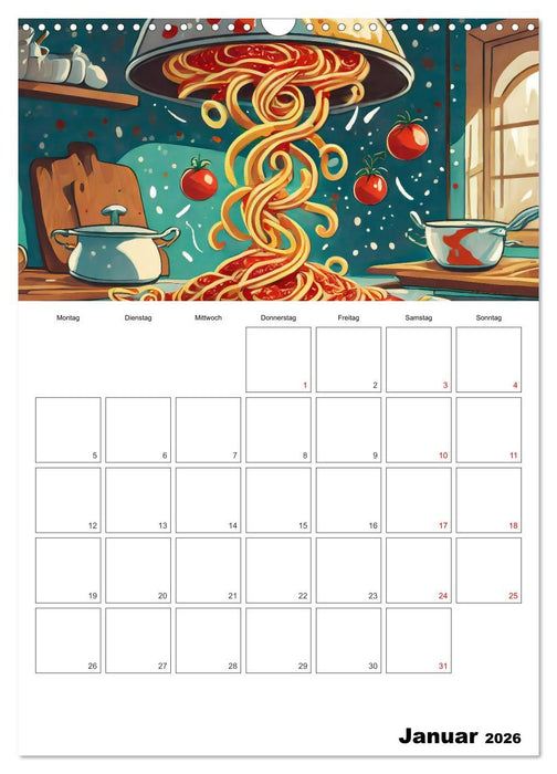 Nudelgerichte einmal anders serviert (CALVENDO Wandkalender 2026)
