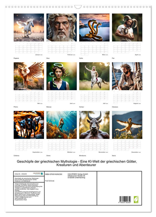 Geschöpfe der griechischen Mythologie - Eine KI-Welt der griechischen Götter, Kreaturen und Abenteurer (CALVENDO Wandkalender 2026)