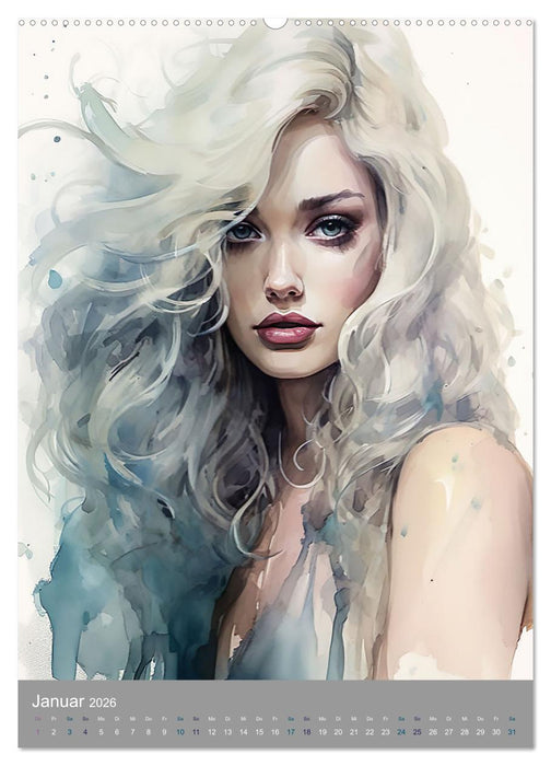 Schönheit in Aquarell (CALVENDO Premium Wandkalender 2026)