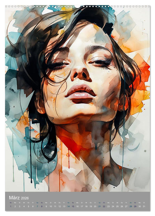 Schönheit in Aquarell (CALVENDO Premium Wandkalender 2026)