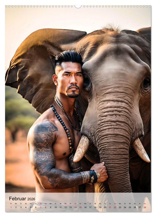 Verwegene Kerle - Muskeln, Tattoos und wilde Tiere (CALVENDO Wandkalender 2026)