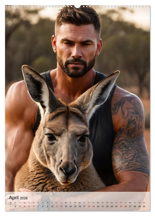 Verwegene Kerle - Muskeln, Tattoos und wilde Tiere (CALVENDO Wandkalender 2026)