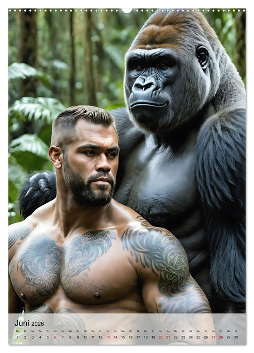 Verwegene Kerle - Muskeln, Tattoos und wilde Tiere (CALVENDO Wandkalender 2026)