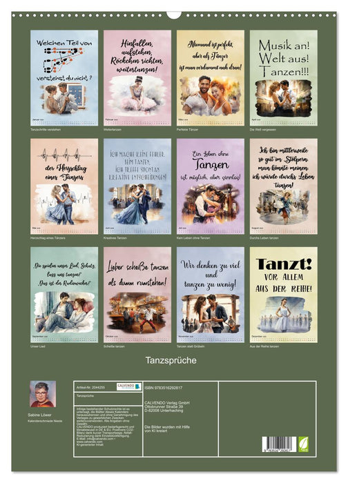Tanzsprüche (CALVENDO Wandkalender 2026)