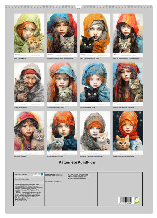 Katzenliebe Kunstbilder (CALVENDO Wandkalender 2026)